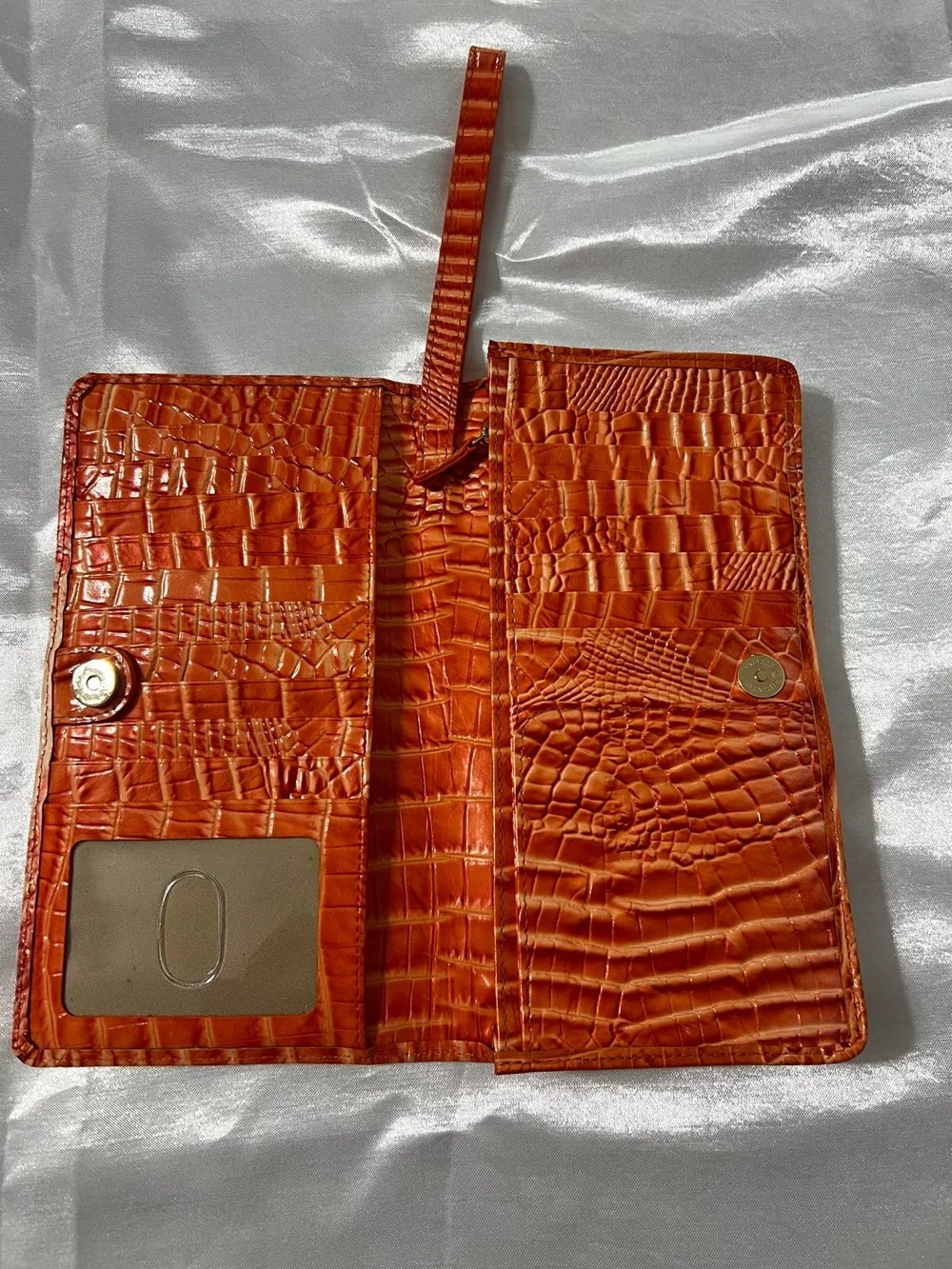 Brahmin Orange Croc-Embossed Wristlet Wallet